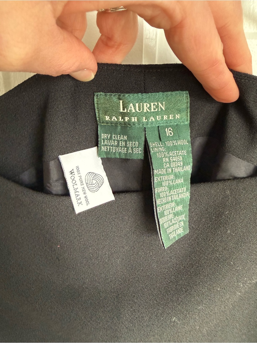 Lauren Ralph Lauren Black Wool Blend A-Line Midi Skirt Size 16 - Picture 5 of 7